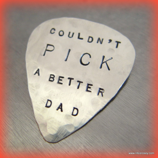 Personalized Handstamped Guitar Pick - Sterling Silver - Gift for Dad - Father's Day Gift